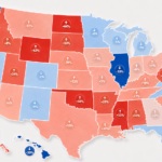 Trump approval rating by state data visualization showing red and blue state divide