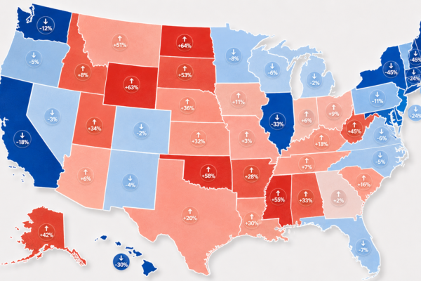 Trump approval rating by state data visualization showing red and blue state divide